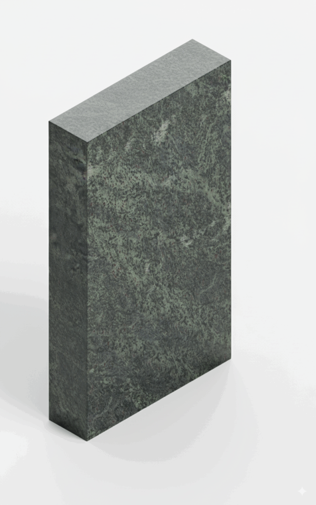 Grabstein aus Tropical Green Granit, grüne und graue Maserung, langlebiges Material.