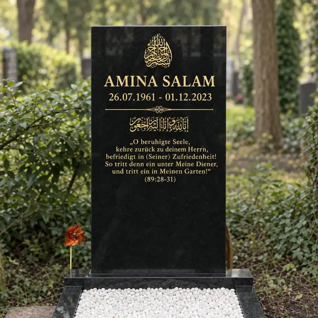 Einzelgrabstein Modell Kubus aus Indian Black Granit auf dem Friedhof