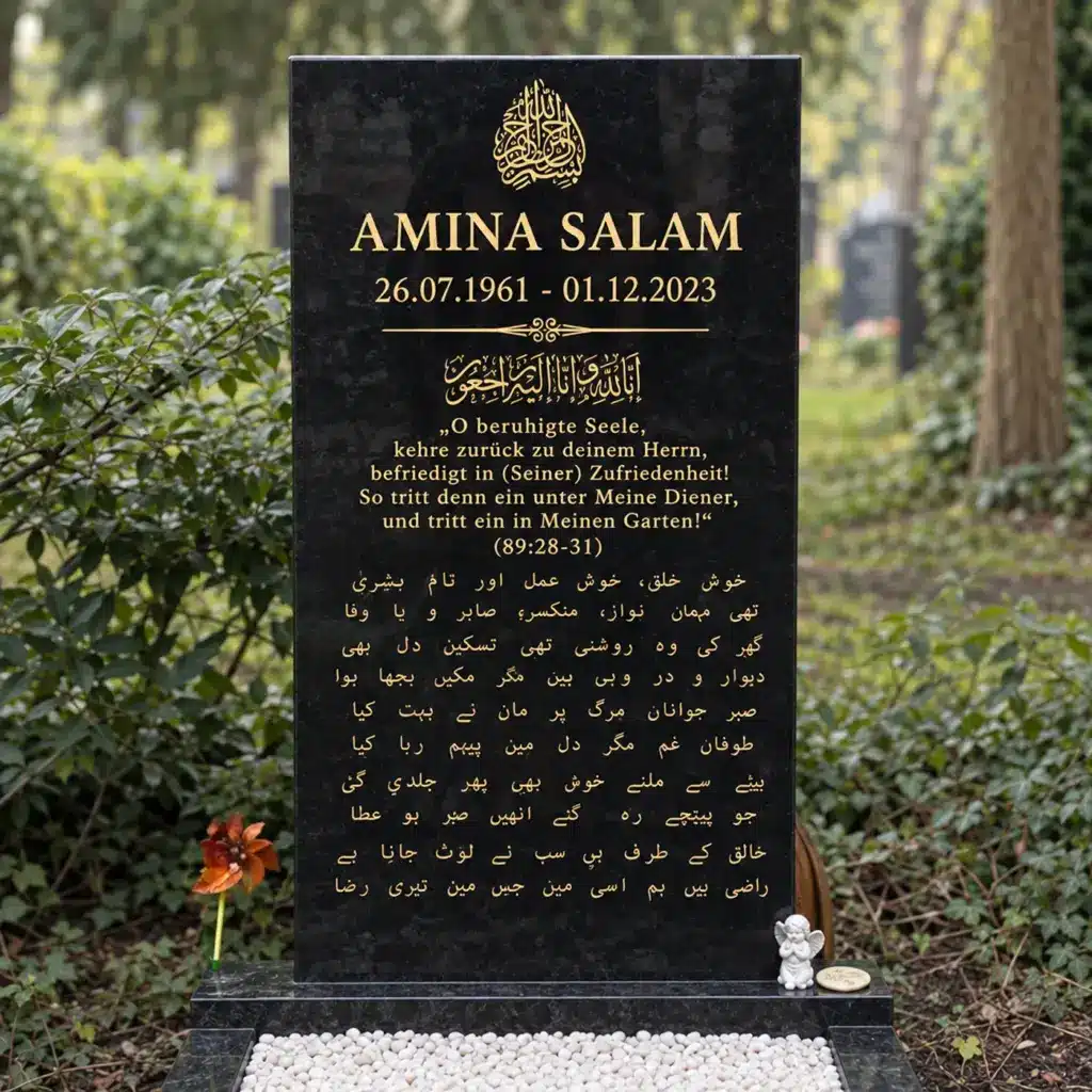 Einzelgrabstein Modell Kubus aus Indian Black Granit auf dem Friedhof