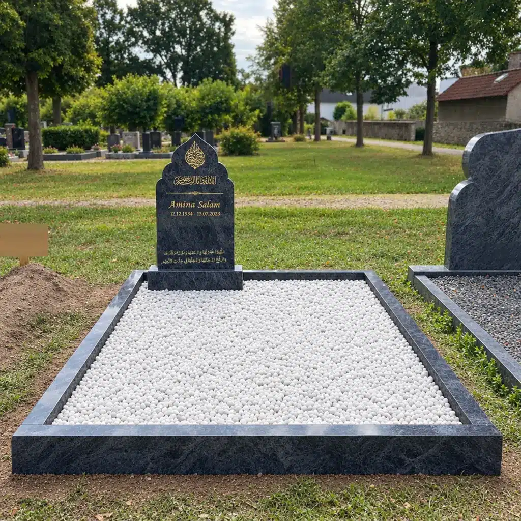 Doppelgrabstein Modell Nasma aus Orion Blue auf dem Friedhof
