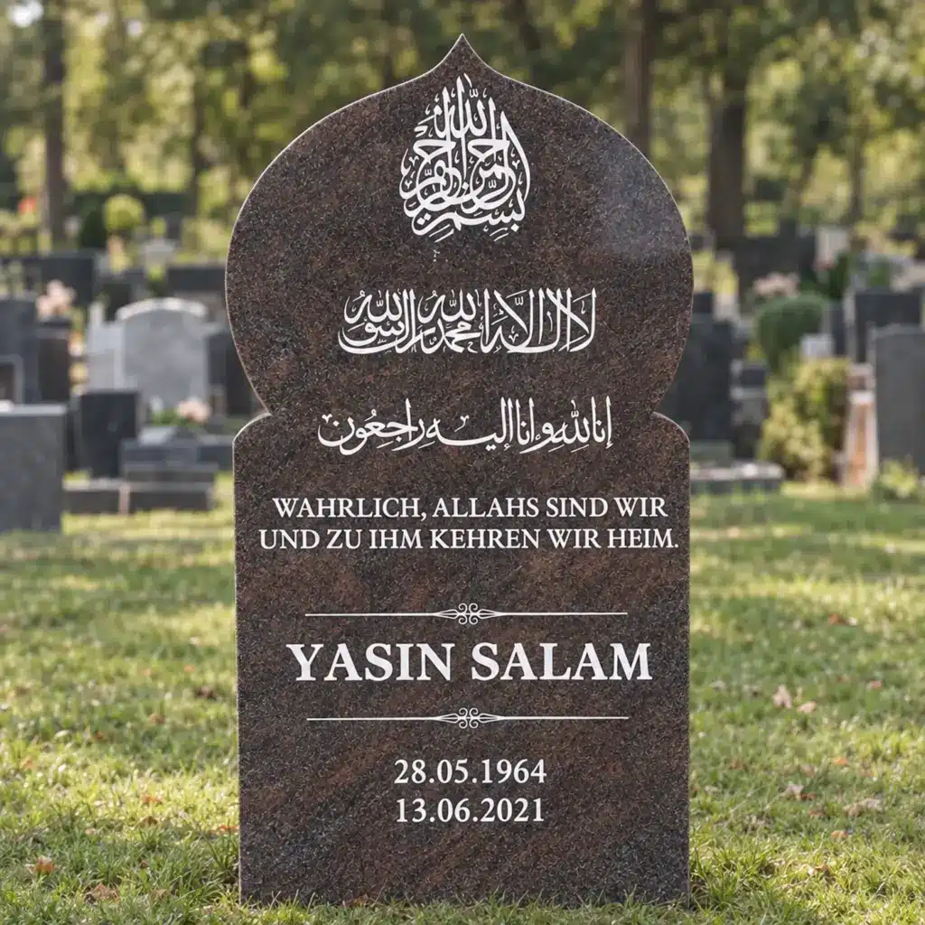 Einzelgrabstein Modell Zahra aus Paradiso Granit auf dem Friedhof
