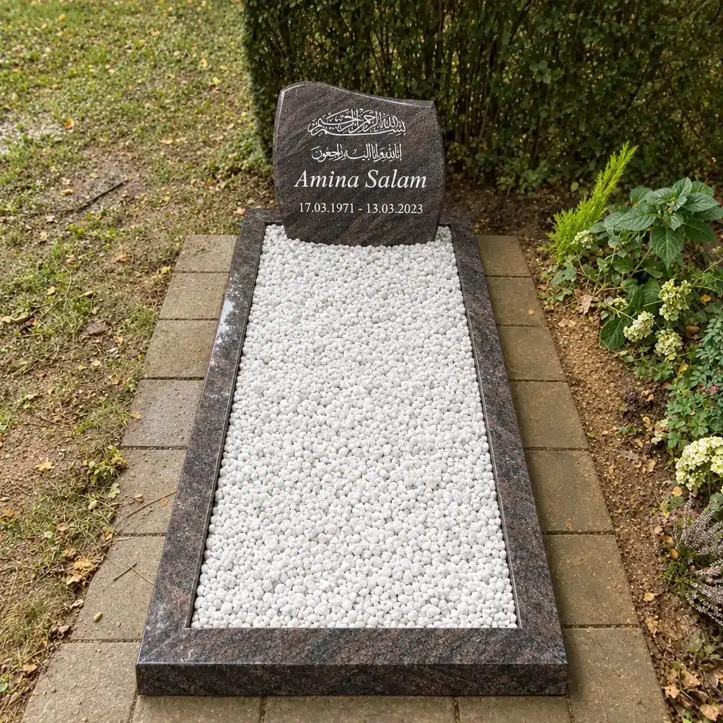 Einzelgrabstein Modell Sereno aus Paradiso Granit auf dem Friedhof