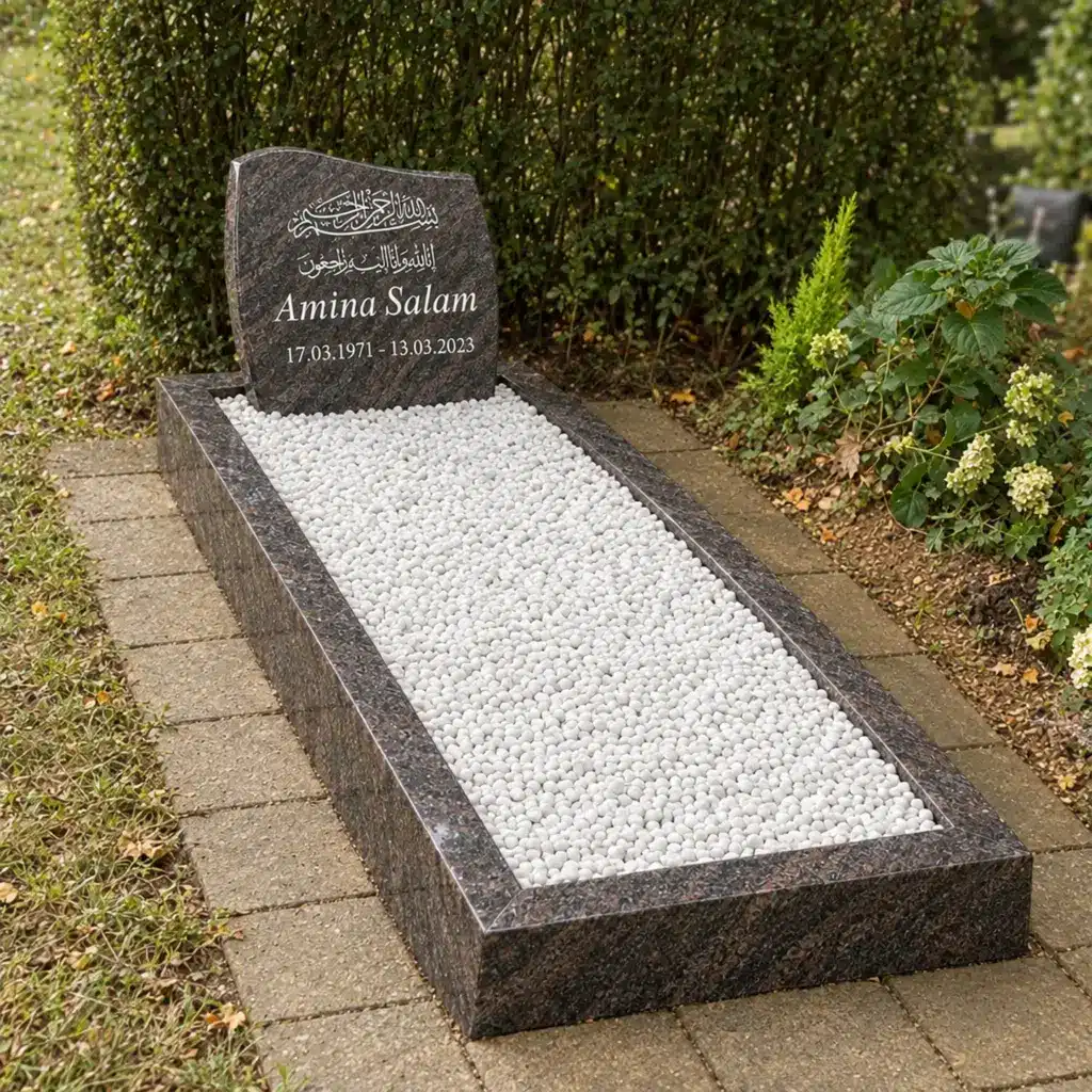 Einzelgrabstein Modell Sereno aus Paradiso Granit auf dem Friedhof