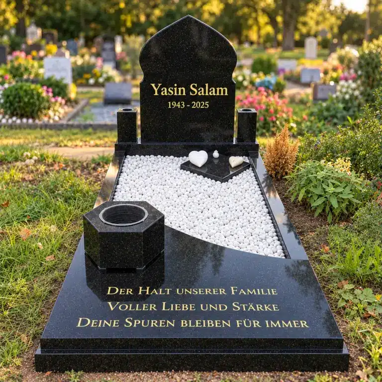Einzelgrabstein Modell Noor aus Star Galaxy Granit auf dem Friedhof