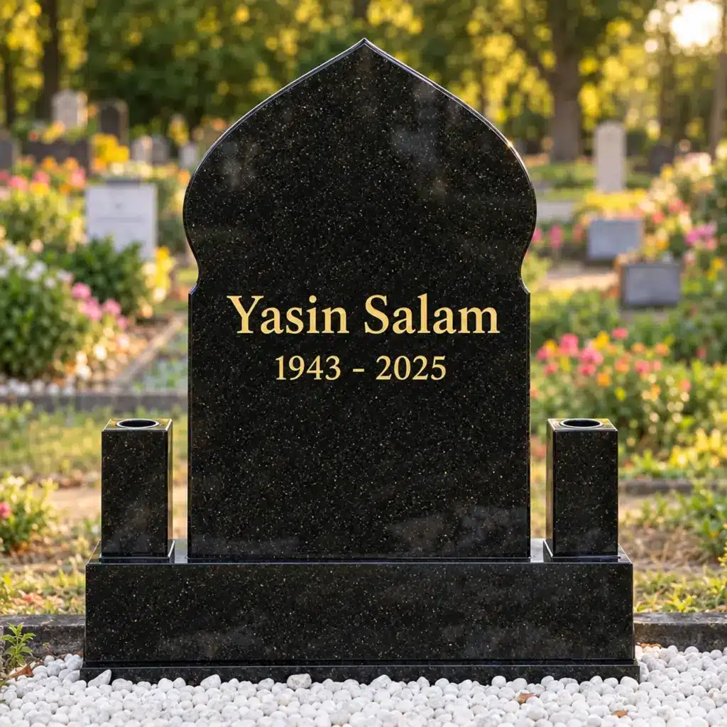 Einzelgrabstein Modell Noor aus Star Galaxy Granit auf dem Friedhof