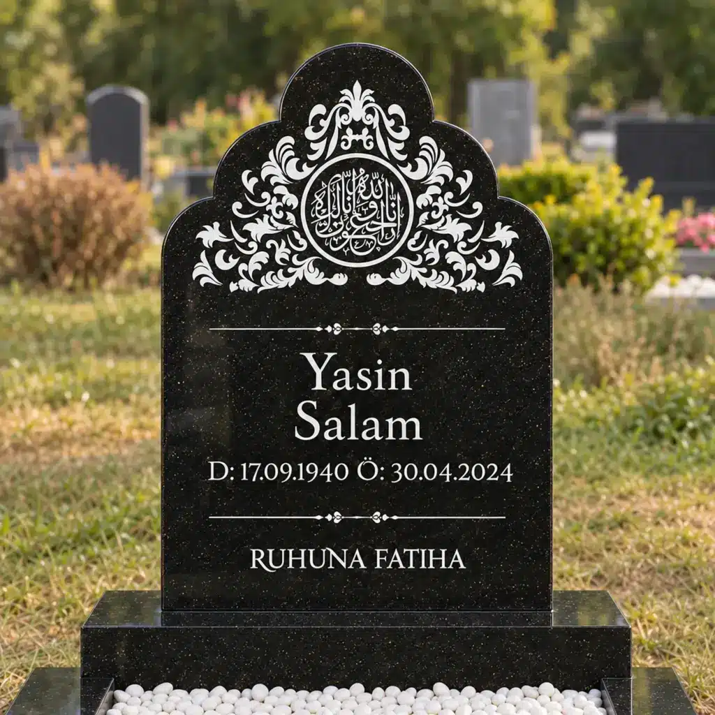 Einzelgrabstein Modell Anisa aus Star Galaxy Granit auf dem Friedhof
