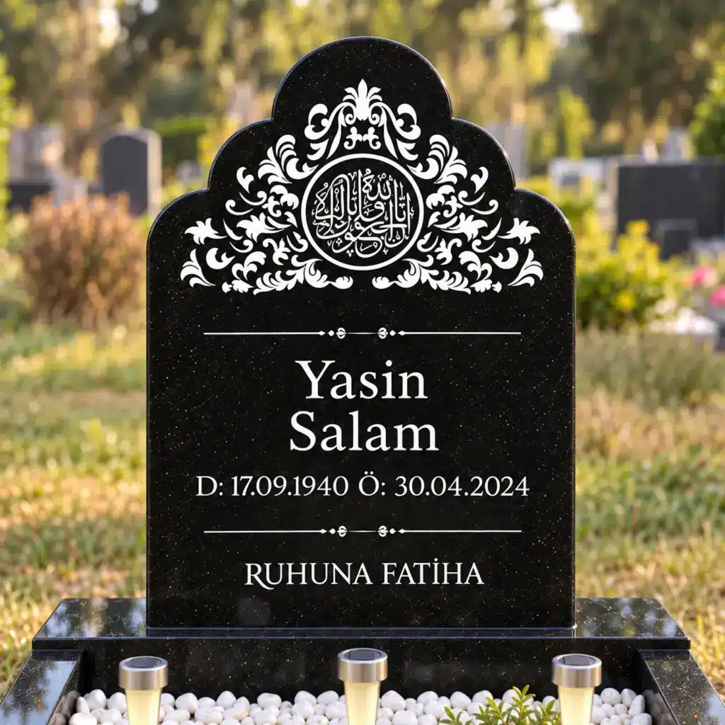 Einzelgrabstein Modell Anisa aus Star Galaxy Granit auf dem Friedhof